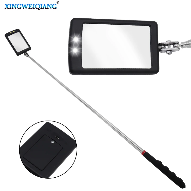 Automobile Chassis Endoscope 360°Telescoping Mirrors Angle LED Light Magnification Inspection Mirror