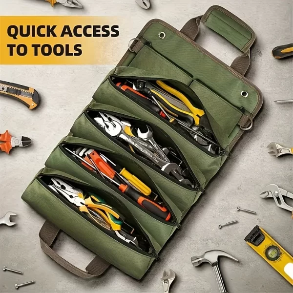 Heavy-Duty Roll-Up Tool Bag - Oxford Fabric Multi-Tool Organizer - Image 2
