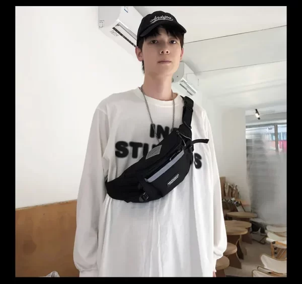 Japanese Harajuku Reflective Chest Bag Women and Men Waist Bag Collage Student Crossbody Bags Purses and Handbags - Image 17