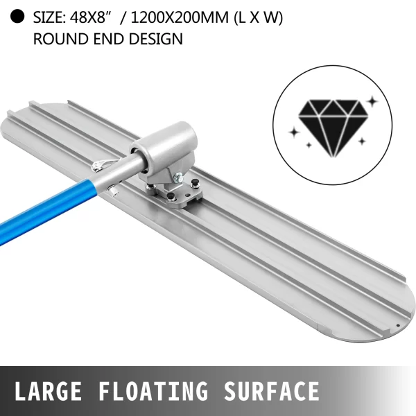 SucceBuy Concrete Float 1200x200mm/1200x300mm Finishing Bull Float with 4 Handle Round End Cement Trowel - Image 4