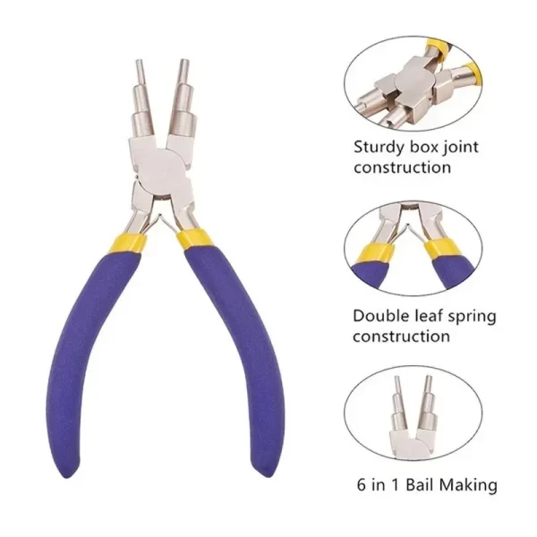 6-in-1 Carbon Steel Round Nose Jewelry Pliers Bail Making Pliers DIY Hand Tool Metal Lobster Buckle Earring Hooks Six-section - Image 4
