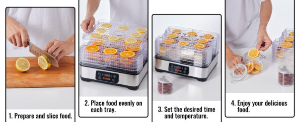 SucceBuy 5 Tray Food Dehydrator Machine 300W Stainless Steel Electric Food Dryer - Image 11