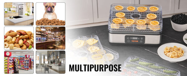 SucceBuy 5 Tray Food Dehydrator Machine 300W Stainless Steel Electric Food Dryer - Image 12