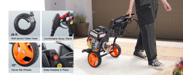 SucceBuy Gas Pressure Washer 3600 PSI 2.6 GPM Gas Powered Pressure Washer with Copper Pump Spray Gun and Extension Wand 5Nozzles - Image 11