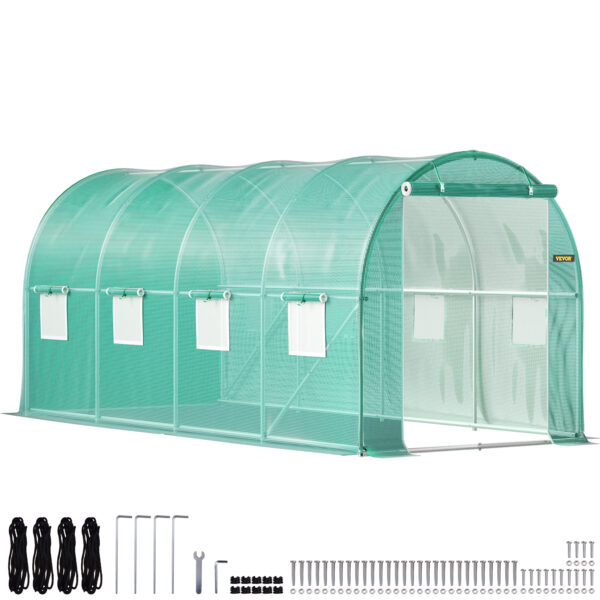 SucceBuy Walk-in Tunnel Greenhouse Galvanized Frame & Waterproof Cover 15x7x7/10x7x7/20x10x7/12x7x7 ft - Image 9