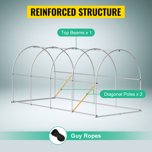 SucceBuy Walk-in Tunnel Greenhouse Galvanized Frame & Waterproof Cover 15x7x7/10x7x7/20x10x7/12x7x7 ft - Image 12