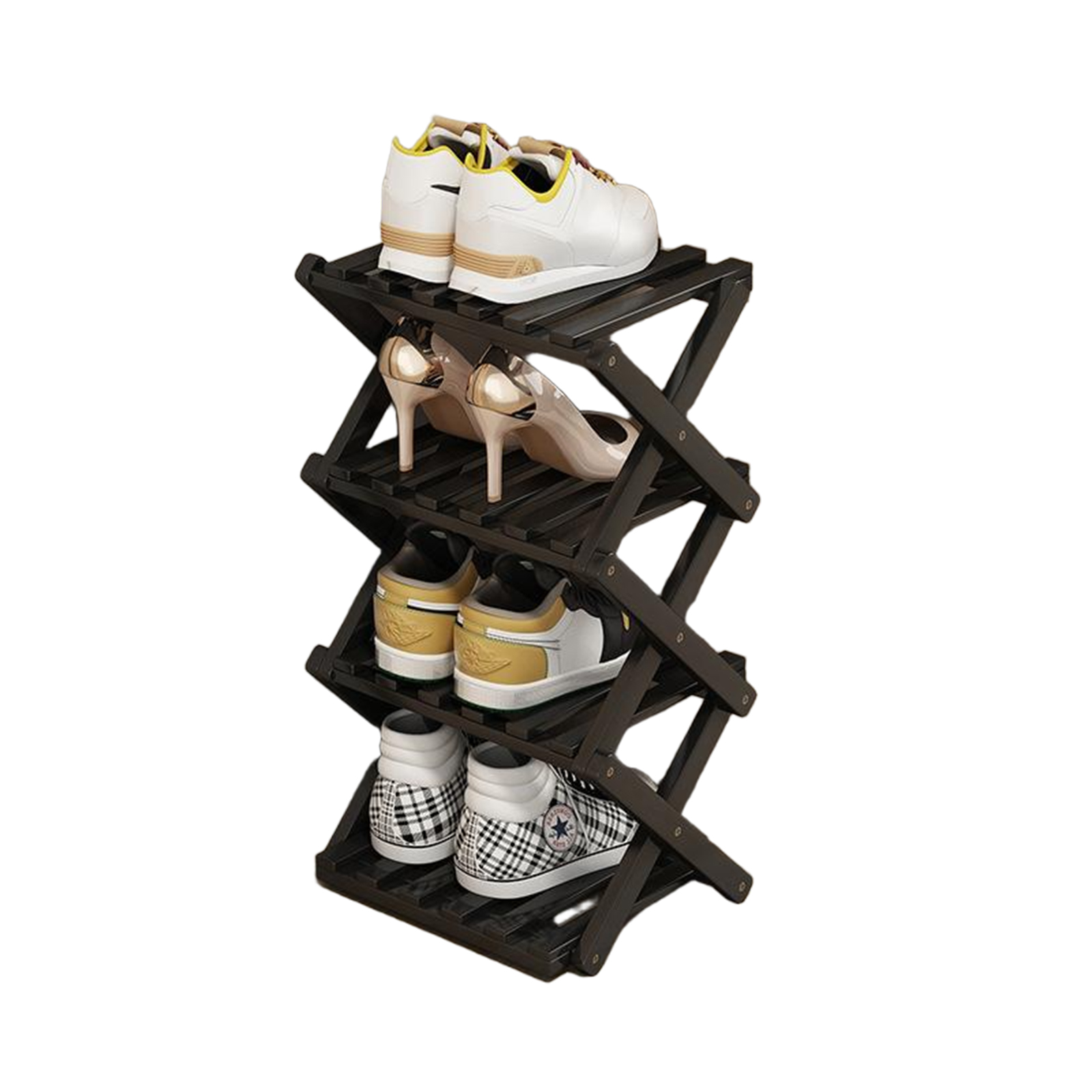 Shoe Rack Bamboo Foldable Storage Shoe Rack Multifunctional Shoe Racks Free Standing Rack - Image 20