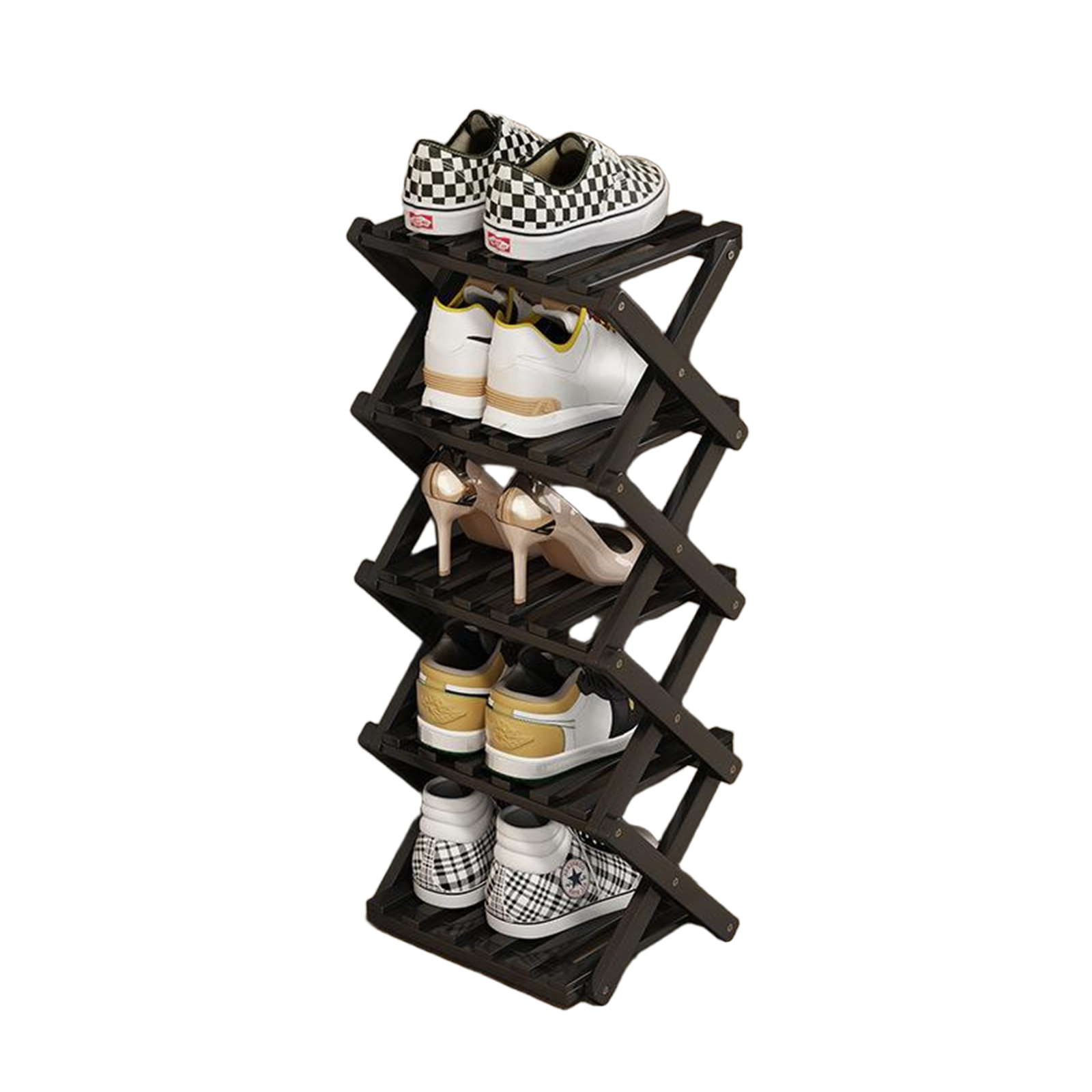 Shoe Rack Bamboo Foldable Storage Shoe Rack Multifunctional Shoe Racks Free Standing Rack - Image 21