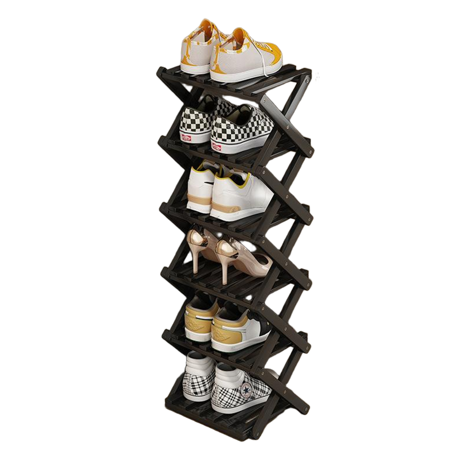 Shoe Rack Bamboo Foldable Storage Shoe Rack Multifunctional Shoe Racks Free Standing Rack - Image 22