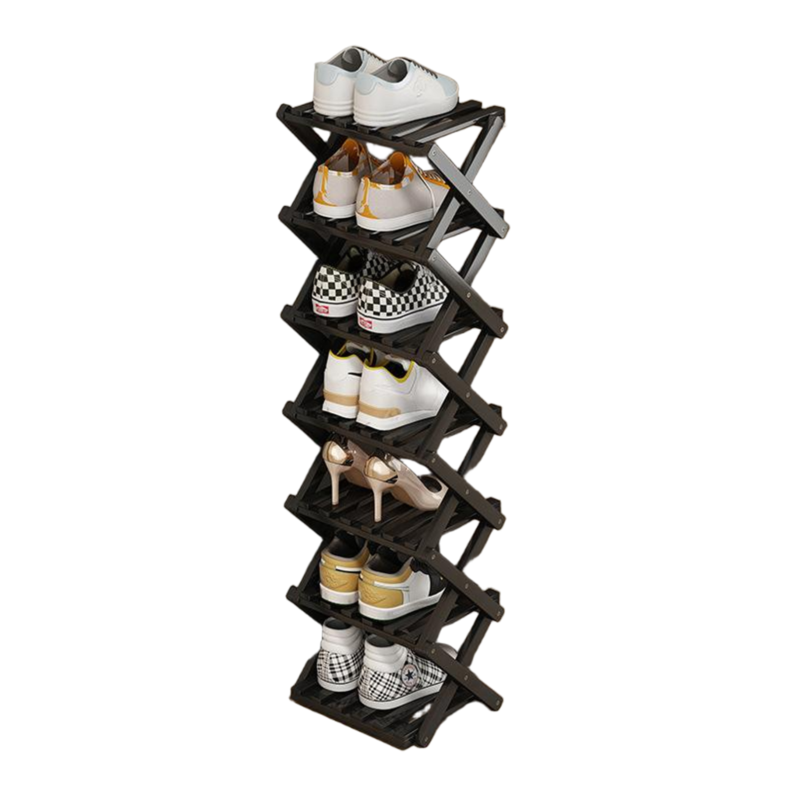 Shoe Rack Bamboo Foldable Storage Shoe Rack Multifunctional Shoe Racks Free Standing Rack - Image 23
