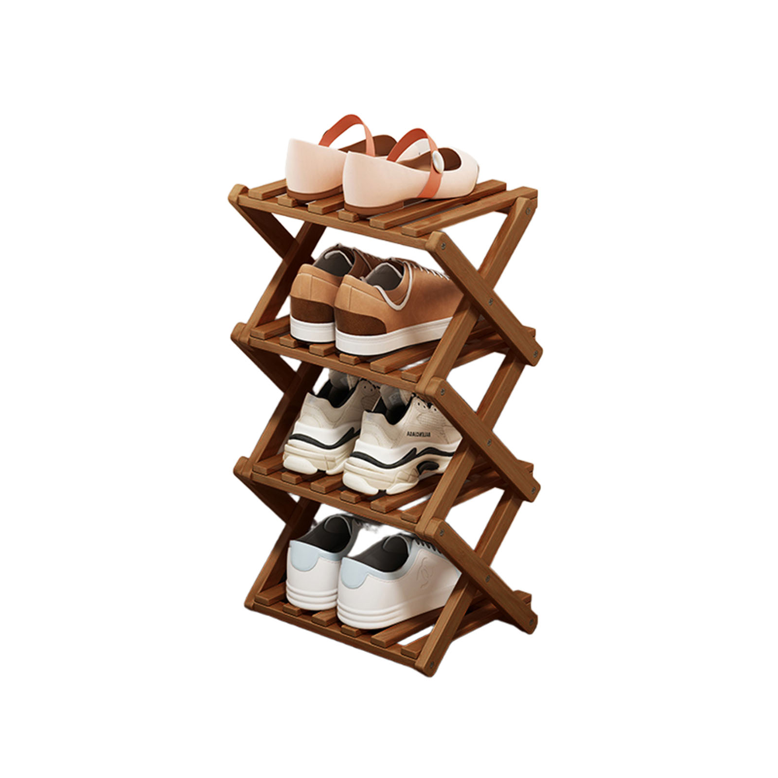 Shoe Rack Bamboo Foldable Storage Shoe Rack Multifunctional Shoe Racks Free Standing Rack - Image 24