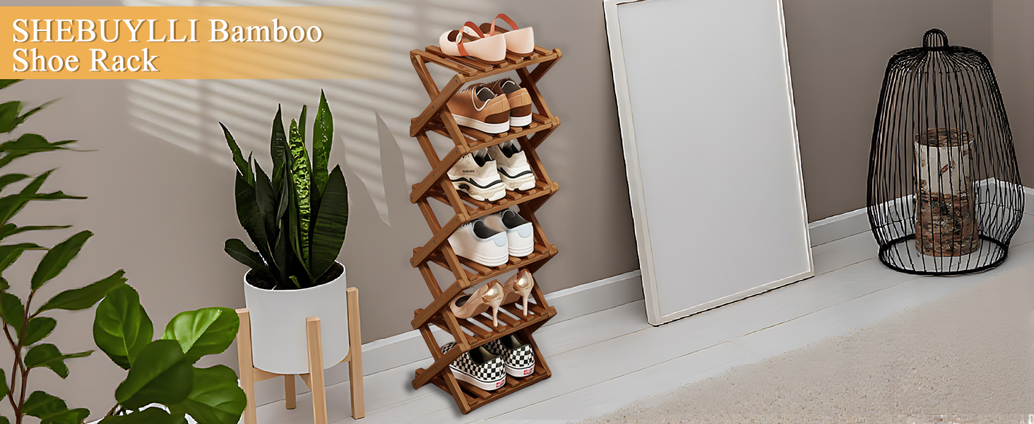 Shoe Rack Bamboo Foldable Storage Shoe Rack Multifunctional Shoe Racks Free Standing Rack - Image 15