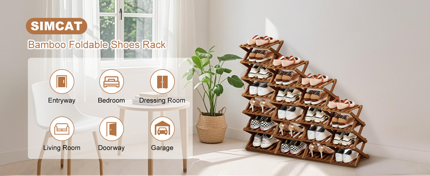 Shoe Rack Bamboo Foldable Storage Shoe Rack Multifunctional Shoe Racks Free Standing Rack - Image 35