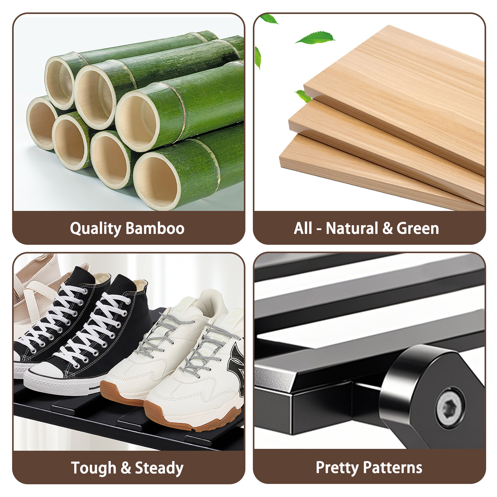 Shoe Rack Bamboo Foldable Storage Shoe Rack Multifunctional Shoe Racks Free Standing Rack - Image 38