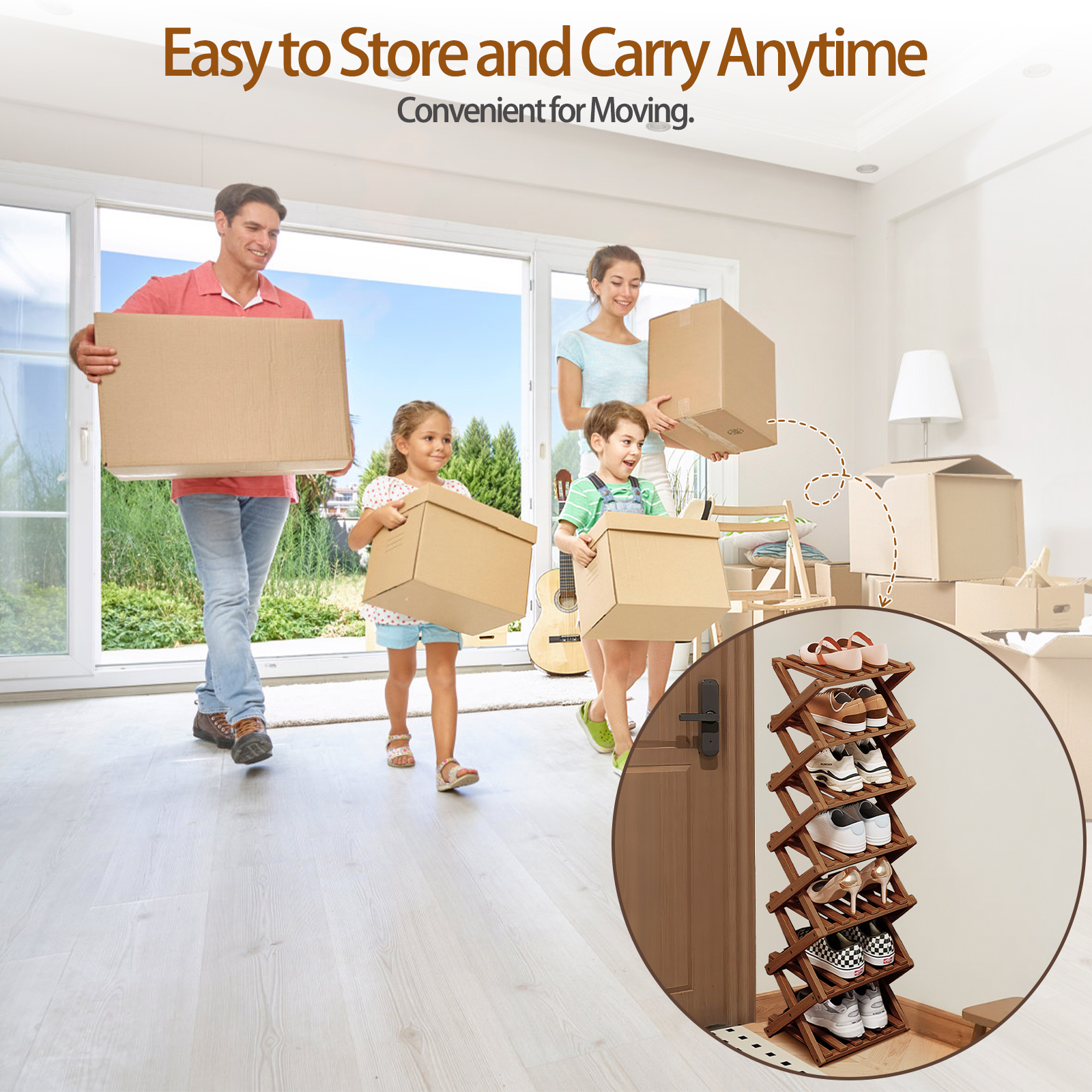 Shoe Rack Bamboo Foldable Storage Shoe Rack Multifunctional Shoe Racks Free Standing Rack - Image 19