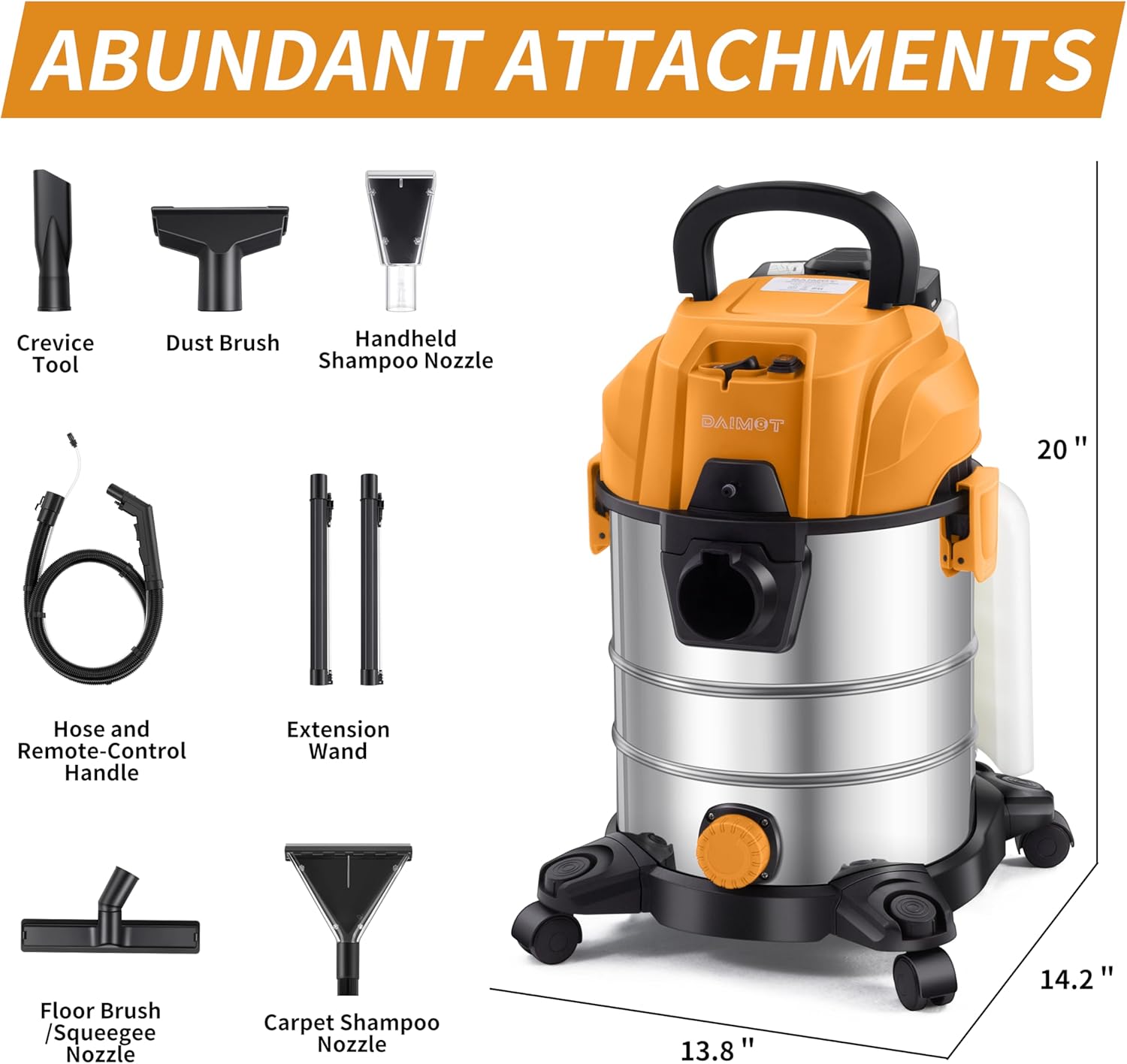 Shop Vacuum Wet and Dry, 6 Gallon 5.5 Peak HP, 3 in 1 Wet/Dry/Upholstery Shop Vac - Image 8