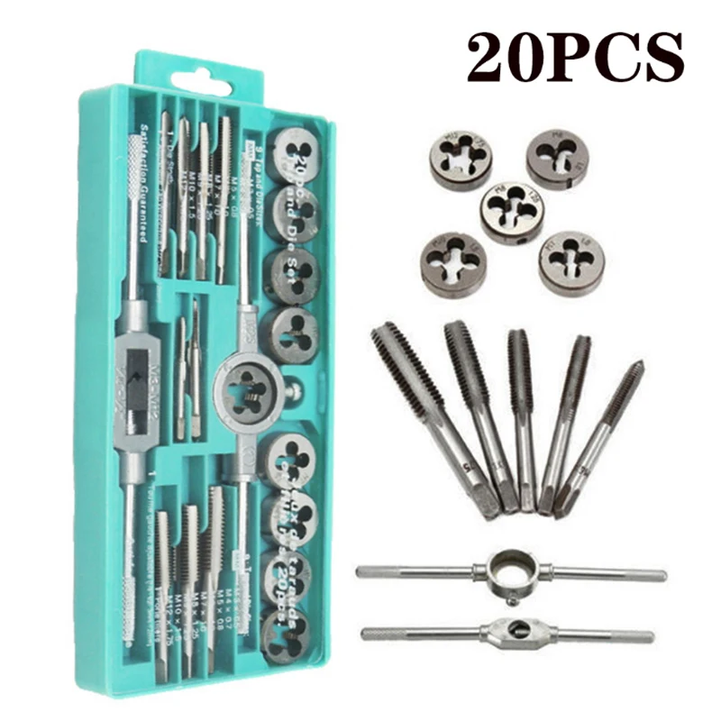 8/12/20Pcs Metric Hand Tap and Die Set M3-M12 Screw Thread Plugs Straight Taper Reamer Tools - Image 18