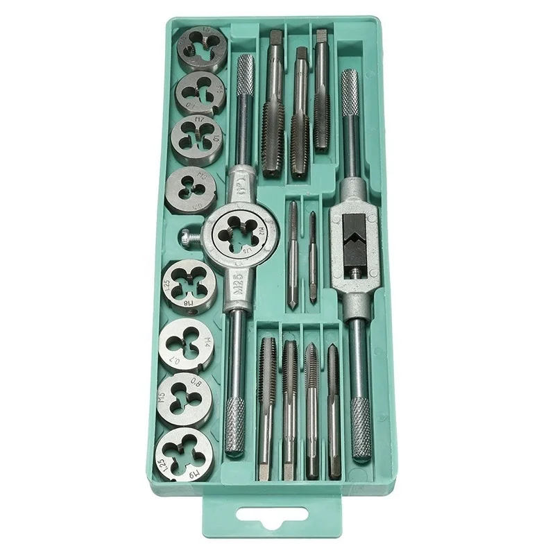 8/12/20Pcs Metric Hand Tap and Die Set M3-M12 Screw Thread Plugs Straight Taper Reamer Tools - Image 26