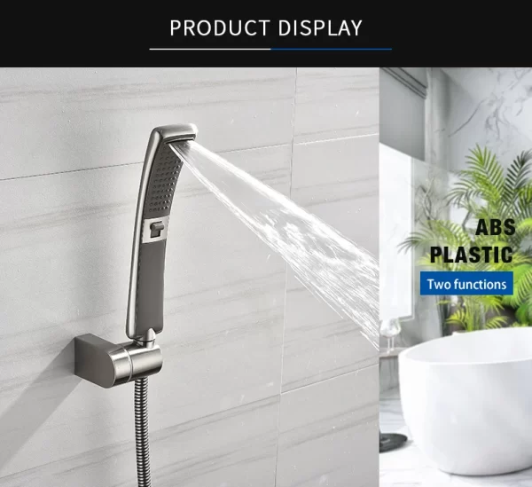 Waterfall 2 Function Hand Held Shower Head High Pressure Rain Shower Sprayer Set Water Saving - Image 34