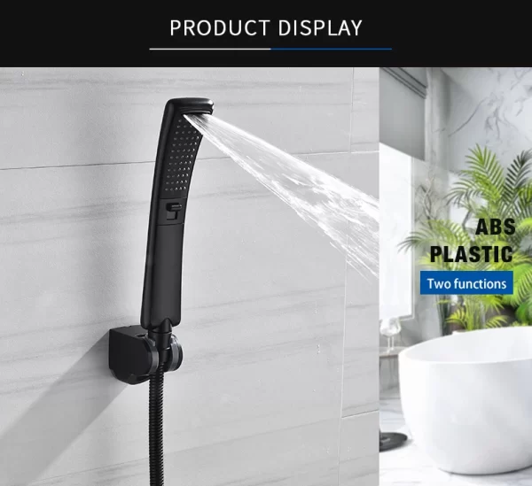 Waterfall 2 Function Hand Held Shower Head High Pressure Rain Shower Sprayer Set Water Saving - Image 29