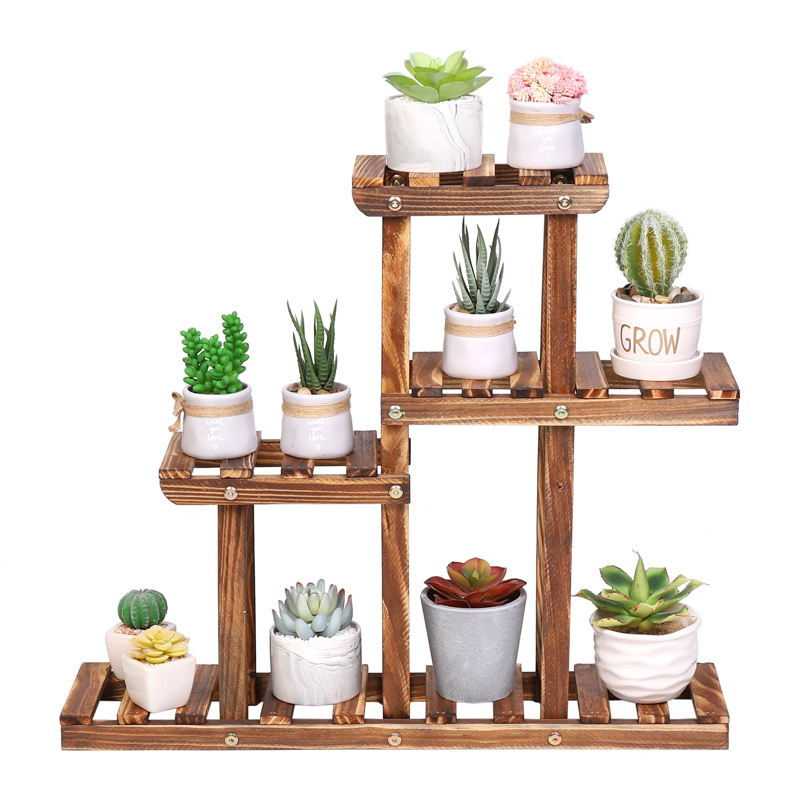 Carbonized Wood Plant Stand Multi Tier Succulent Rack Plant Holder - Image 7
