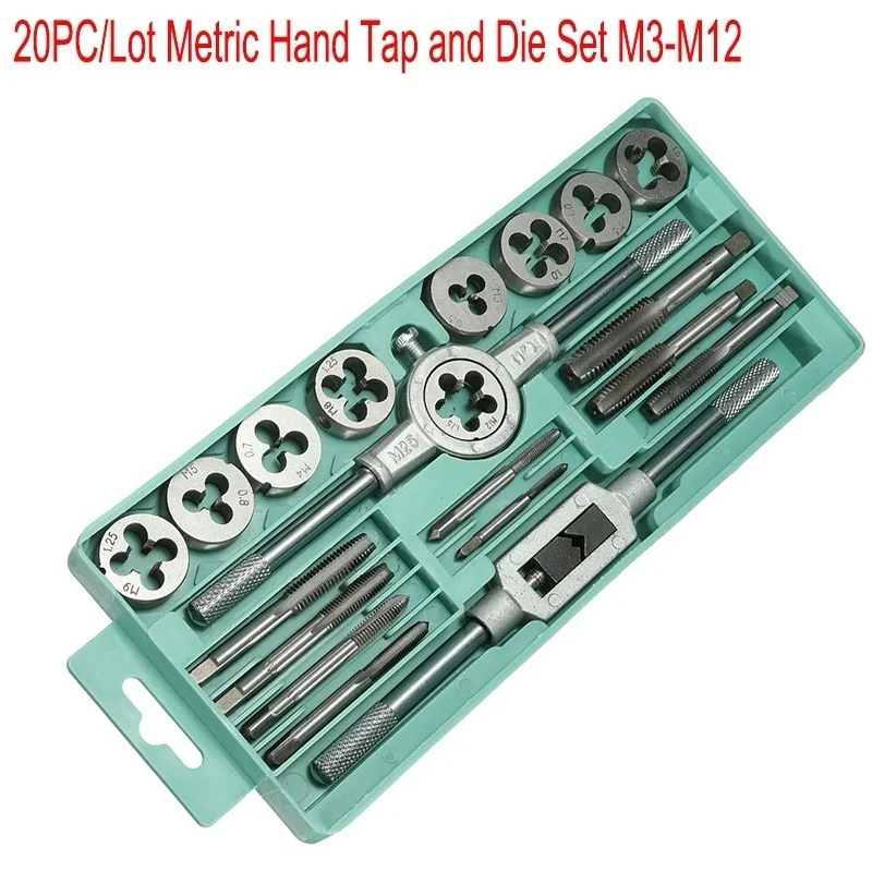 8/12/20Pcs Metric Hand Tap and Die Set M3-M12 Screw Thread Plugs Straight Taper Reamer Tools - Image 21