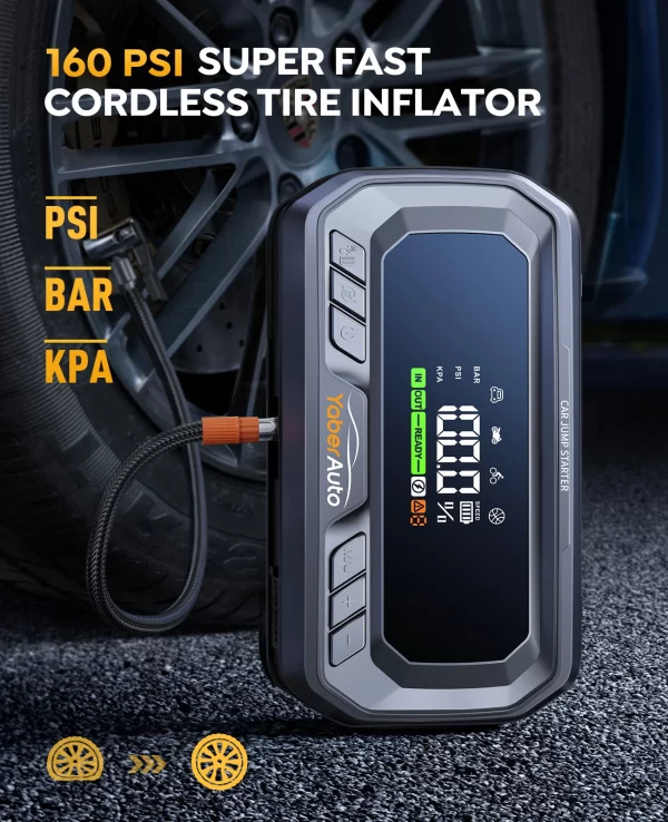 Yaber 4 In 1 6000A Jump Starter PD65W Power Bank 160PSI Air Compressor Tire Pump Portable Charger Car Booster Starting Device - Image 2