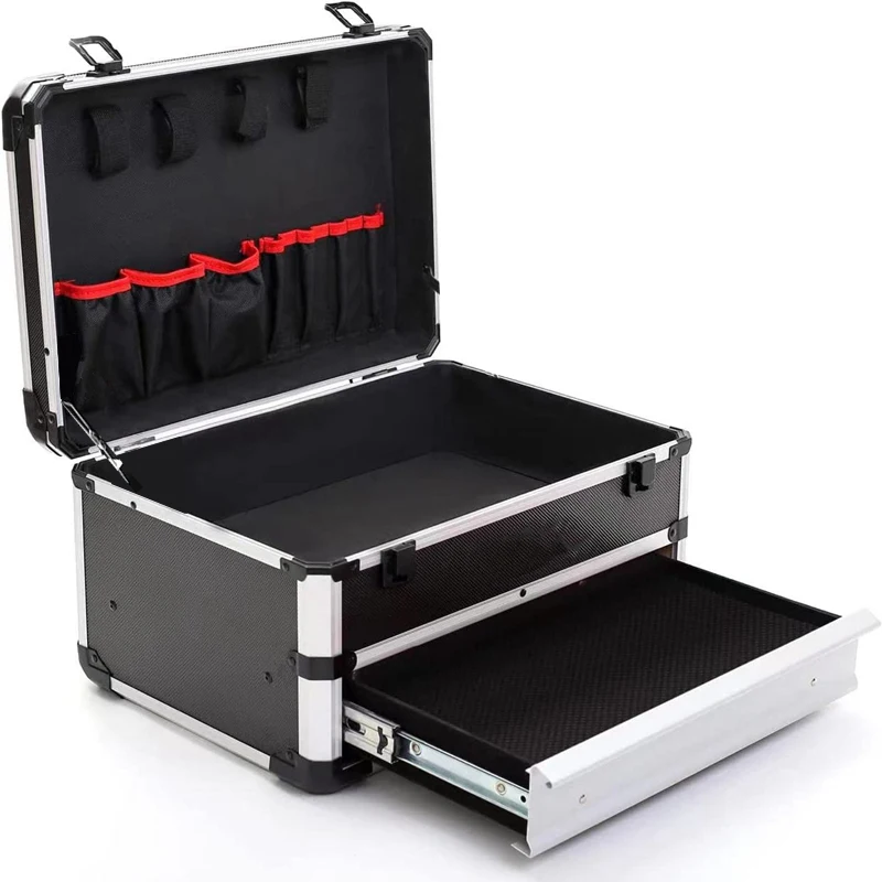 Electric Toolbox Aluminum Case Reinforced Tool Box Organizer Box Large Drawer Tools Storage Case For tools