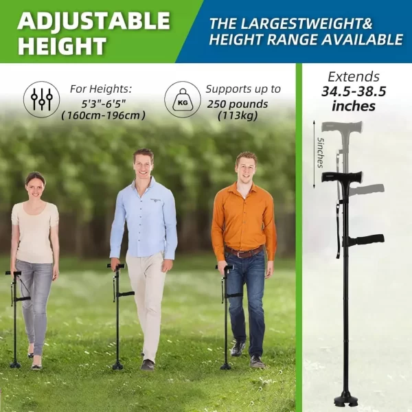 Collapsible Telescopic Folding Cane Elder Cane LED Walking Trusty Sticks Elder Crutches - Image 5