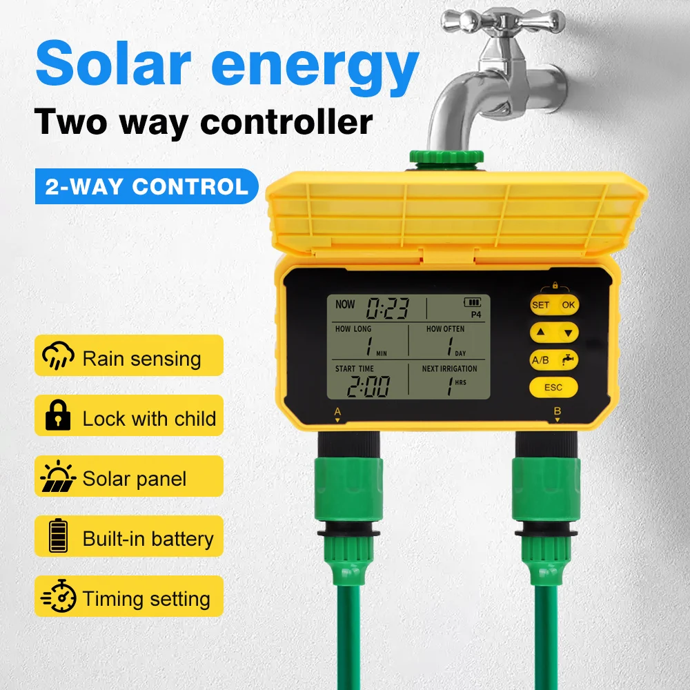 New 1/2 Outlets Solar Irrigation Timer Smart APP Control Automatic Irrigation System Outdoor Water Timer Garden Watering Tool - Image 17