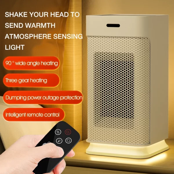 Portable PTC ceramic electric heater with multi-stage adjustment, silent, small household fan