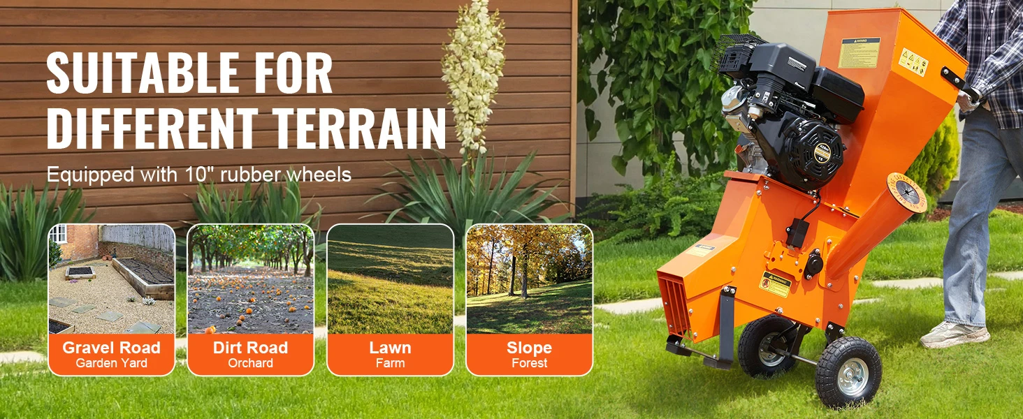 SucceBuy Wood Chipper Shredder Mulcher Heavy Duty Gas Powered 4.1/8.6KW Woodchipper Fast Wood Chipping - Image 13