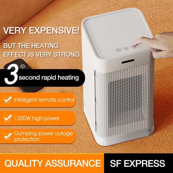 Portable PTC ceramic electric heater with multi-stage adjustment, silent, small household fan - Image 3