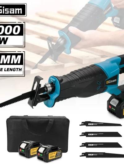 Gisam 10000SPM Cordless Reciprocating Saw Power Saw for Wood/Metal Cutting  For Makita 18v Battery Pin