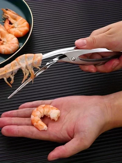 New Stainless Steel Shrimp Deveined Device - Ergonomic Fishbone Design，Easy Shell Removal