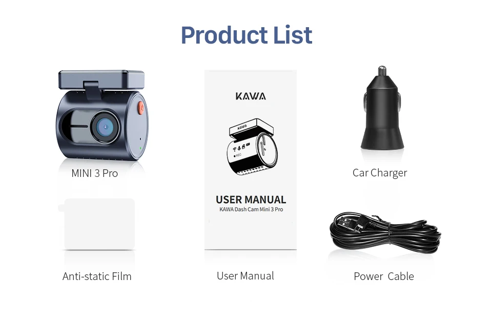 2K KAWA MINI 3 Pro Cameras for Car DVR Tiny Dash Cam 24 Parking Auto Video Recorder WiFi APP Voice Control Car dashcam - Image 23