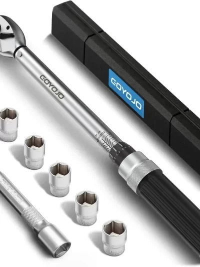 1/2-inch Drive Click Torque Wrench Set Dual-Direction Adjustable 72-tooth Torque Wrench with Buckle（14.75-155 ft-lbs / 10-210Nm）