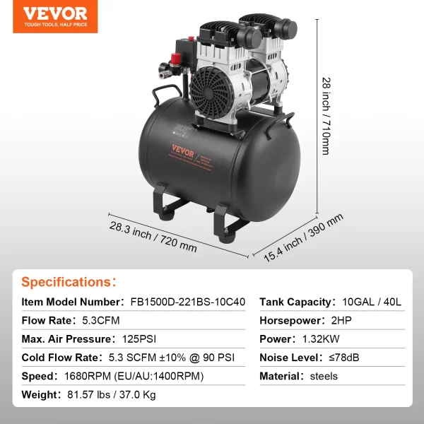 SucceBuy Air Compressor 750W/1450W/3000W Oil Free Air Compressor Quiet - Image 9