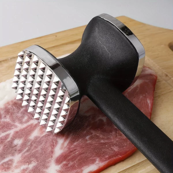 Heavy Duty Kitchen Meat Tenderizer Hammer with Rubber Grip, Stainless Steel Head - Image 2
