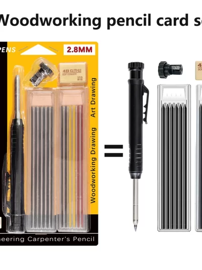 Solid Carpenter Pencil Set Deep Hole Marking Tool Pen Built In Pencil Sharpener Carpenter Lead Core