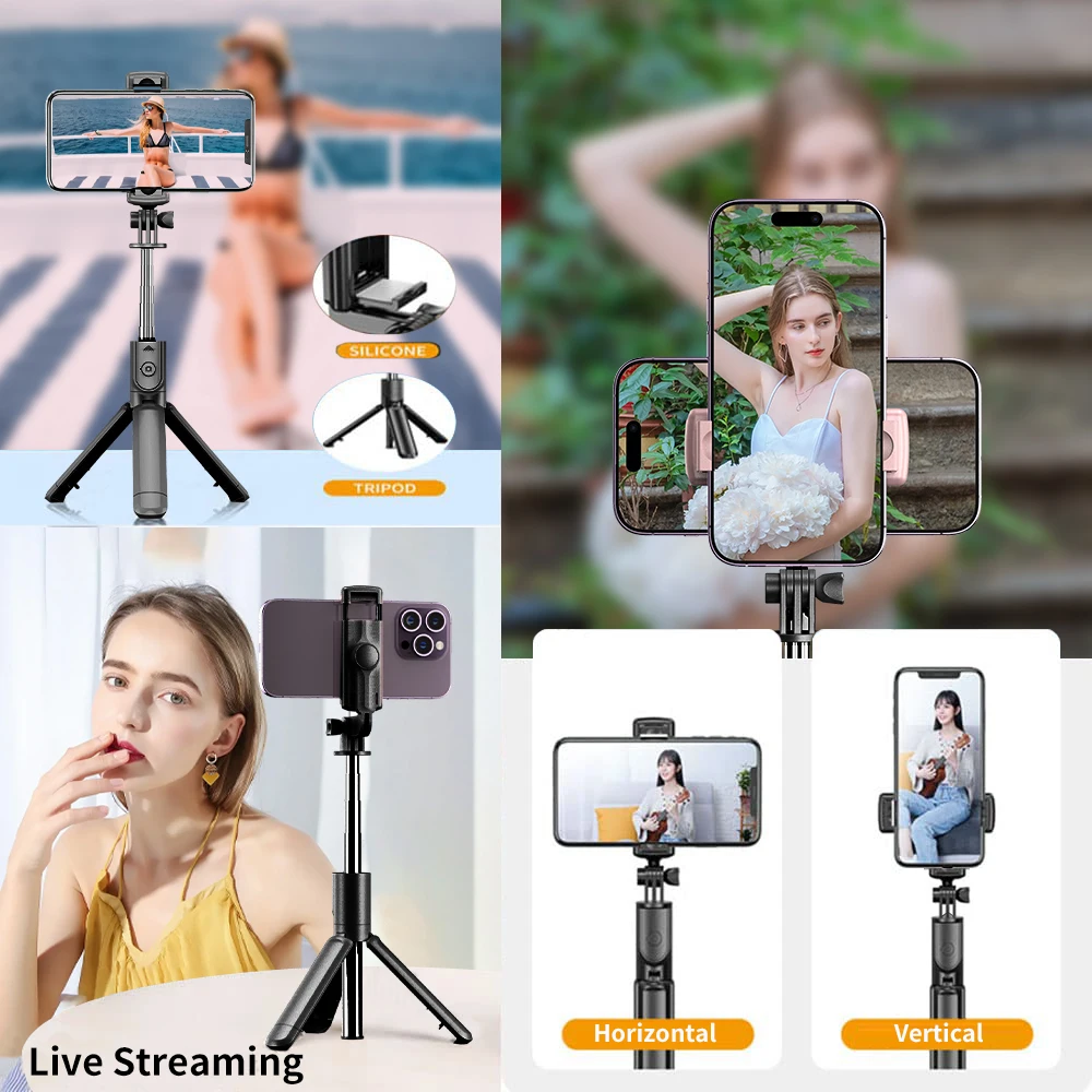 Portable Wireless Selfie Stick Extendable Tripod Stand With Bluetooth Remote for iPhone Android Vlog Live Streaming Bracket - Image 5