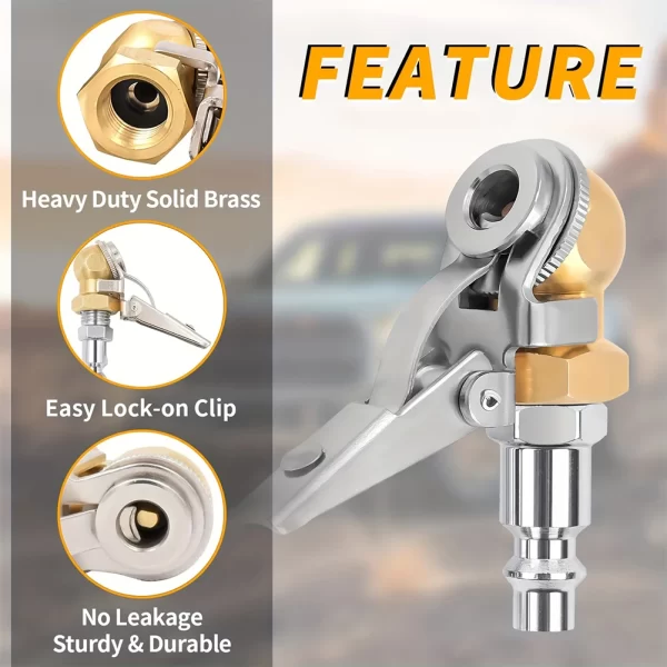2Pcs Tire Air Chuck 1/4 NPT Threaded Connector Thread Tire Air Nozzle - Image 3
