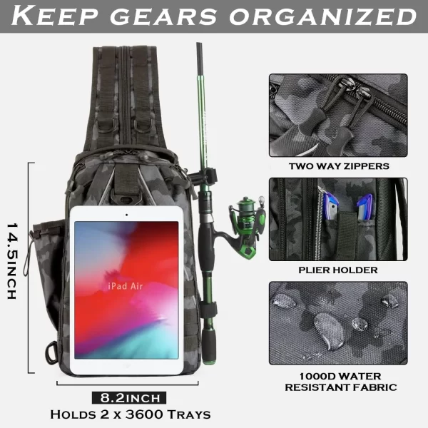 Fishing Backpack Tackle Sling Bag - Fishing Backpack with Rod Holder - Image 10