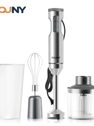 ROUNY 4-in-1 Hand Immersion Blender 1000W Powerful, Stainless Steel Stick Food Mixer