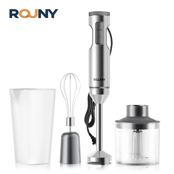 ROUNY 4-in-1 Hand Immersion Blender 1000W Powerful, Stainless Steel Stick Food Mixer