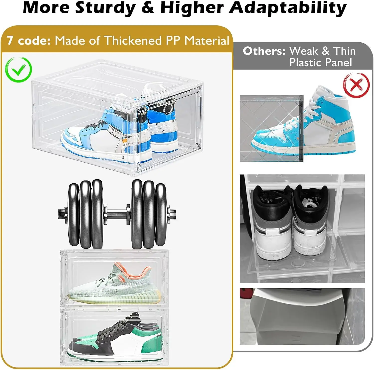 Thicken & Sturdy Clear Shoe Storage Organizer with Magnetic Door,Stackable Boxes for Closet - Image 5