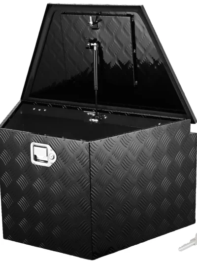 VEVOR Trailer Tongue Box, Aluminum Alloy Diamond Plate Tongue Box Tool Chest, Heavy Duty Trailer Box