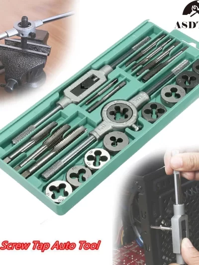 8/12/20Pcs Metric Hand Tap and Die Set M3-M12 Screw Thread Plugs Straight Taper Reamer Tools