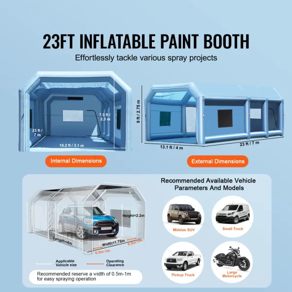 SucceBuy Inflatable Paint Booth Inflatable Spray Booth with Powerful Blowers and Air Filter System - Image 2