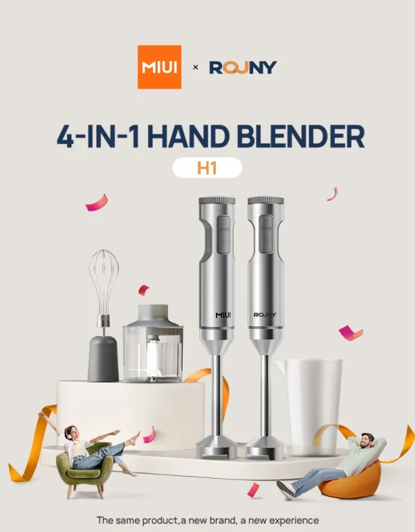 ROUNY 4-in-1 Hand Immersion Blender 1000W Powerful, Stainless Steel Stick Food Mixer - Image 7